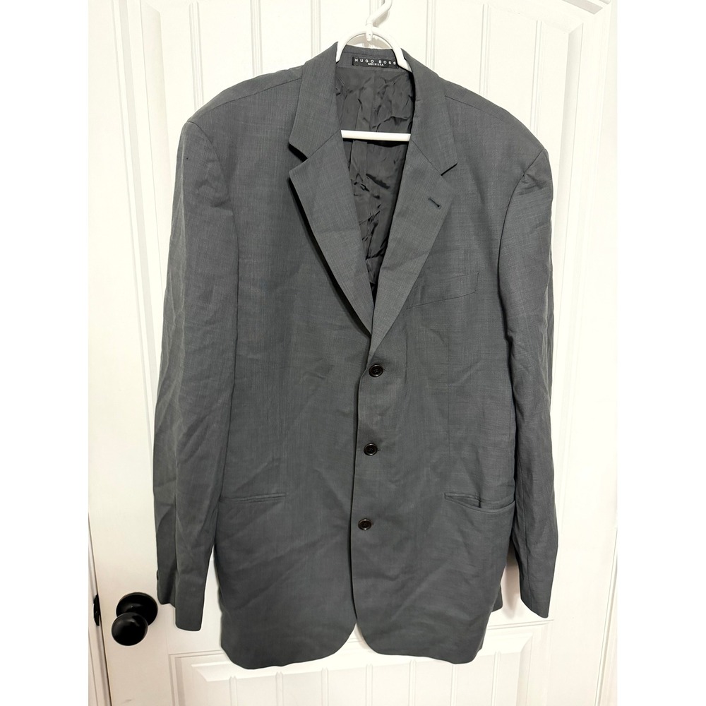 Hugo Boss Blazer Mens 44L Grey Virgin Wool Einstein Sigma US‎ 3-Button Jacket